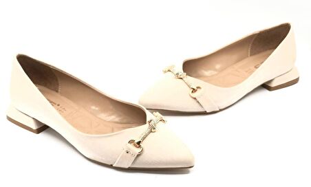 Feles Taş Toka Detaylı Saten Kadın Babet