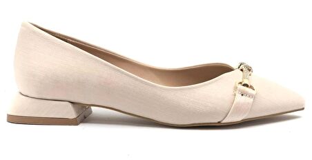 Feles Taş Toka Detaylı Saten Kadın Babet