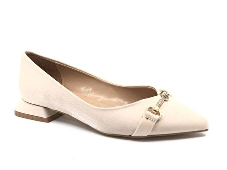 Feles Taş Toka Detaylı Saten Kadın Babet