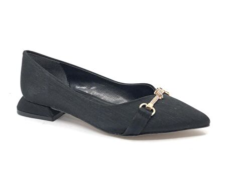 Feles Taş Toka Detaylı Saten Kadın Babet