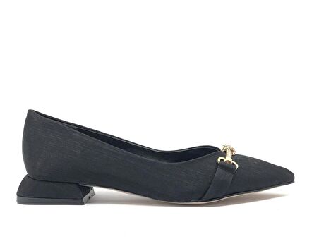 Feles Taş Toka Detaylı Saten Kadın Babet