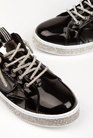 Feles Tabanı Taş Şeritli Taşlı Bağcık Kadın Spor Ayakkabı