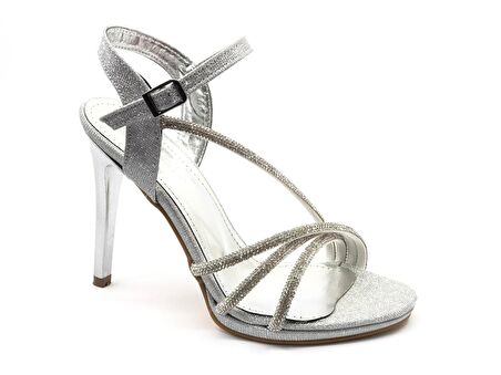 Feles Şerit Taş Detaylı 11 cm Topuklu Kadın Abiye Ayakkabı