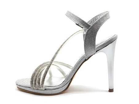 Feles Şerit Taş Detaylı 11 cm Topuklu Kadın Abiye Ayakkabı