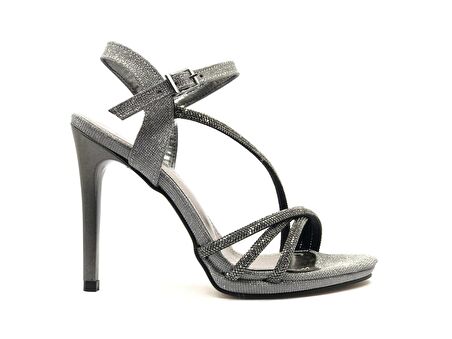 Feles Şerit Taş Detaylı 11 cm Topuklu Kadın Abiye Ayakkabı