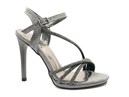 Feles Şerit Taş Detaylı 11 cm Topuklu Kadın Abiye Ayakkabı