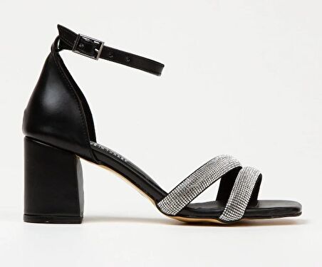 Mehtap Çift Şerit Taşlı 5 cm Kadın Topuklu Ayakkabı