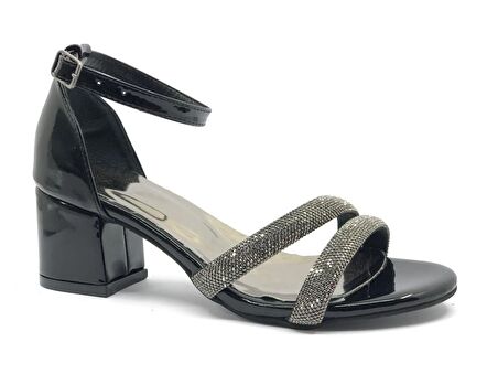 Mehtap Çift Şerit Taşlı 5 cm Kadın Topuklu Ayakkabı