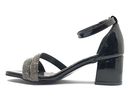 Mehtap Çift Şerit Taşlı 5 cm Kadın Topuklu Ayakkabı