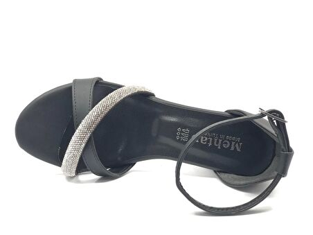 Mehtap Çapraz Çift Şerit Taşlı 5 cm Kadın Topuklu Ayakkabı