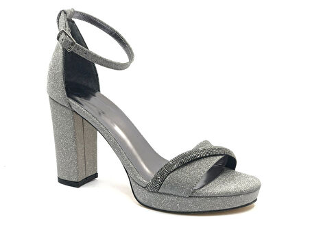 Feles Şerit Taş Detaylı Tek Bant Platform 11 cm Topuklu Kadın Ayakkabı