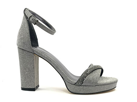 Feles Şerit Taş Detaylı Tek Bant Platform 11 cm Topuklu Kadın Ayakkabı