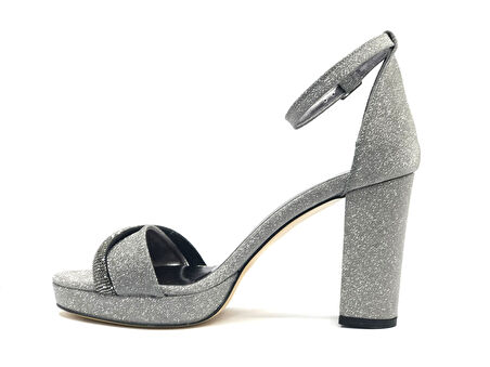 Feles Şerit Taş Detaylı Tek Bant Platform 11 cm Topuklu Kadın Ayakkabı