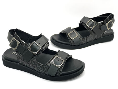 Feles Ortapedik Taban Hasır Detaylı Kadın Sandalet