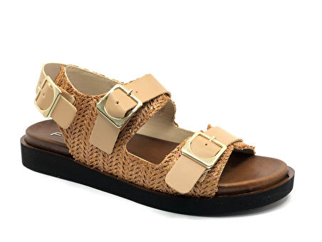 Feles Ortapedik Taban Hasır Detaylı Kadın Sandalet