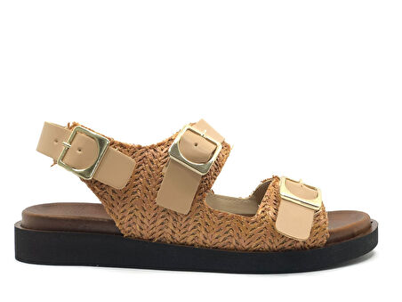 Feles Ortapedik Taban Hasır Detaylı Kadın Sandalet