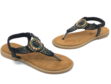 Feles Taş Detaylı Parmak Arası Kadın Sandalet