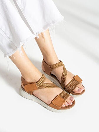 Feles Günlük Cırtlı Fuspet Taban Rahat Ortopedik Kadın Sandalet