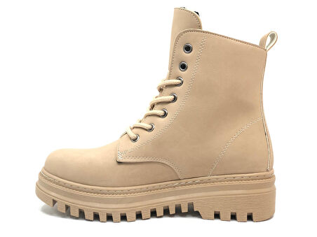 Mehtap Çift Fermuar Detaylı Kaymaz Taban Kadın Kısa Postal Bot