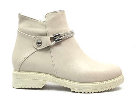 Mehtap Önü Taş Detaylı Düz Kaymaz Taban Kadın Bot