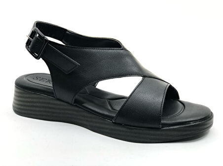 Seribo 25Y003 Cırt Detaylı Ortopedik Taban Kadın Sandalet