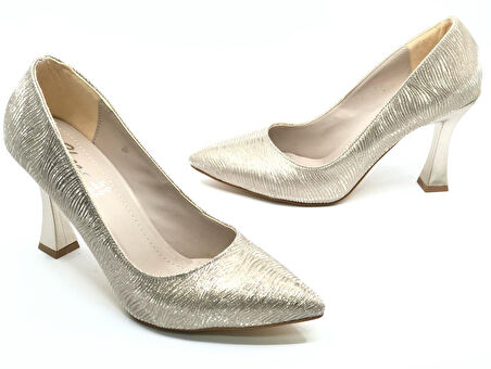 Seribo Desen Detaylı Stiletto Kadın Topuklu Ayakkabı