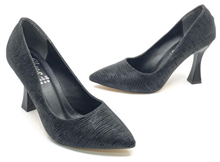 Seribo Desen Detaylı Stiletto Kadın Topuklu Ayakkabı