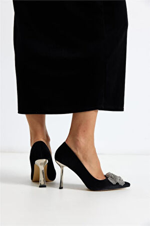 Feles Gül Taş Detaylı Stiletto Kadın Topuklu Ayakkabı