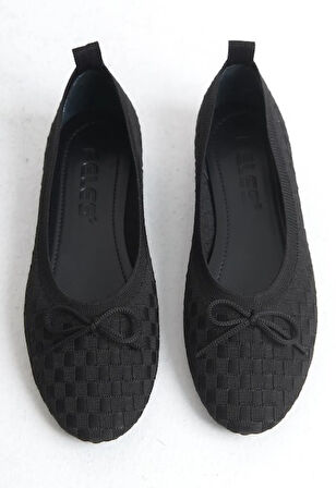 Feles Triko Fiyonk Detaylı Kadın Babet Ayakkabı