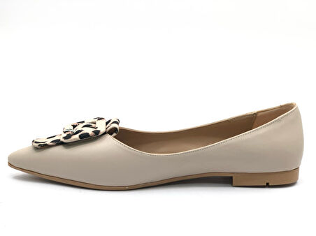 Feles Leopar Toka Detaylı Kadın Babet Ayakkabı