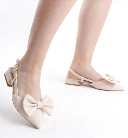 Feles Kurdela Detaylı Arkası Açık Kadın Babet Ayakkabı