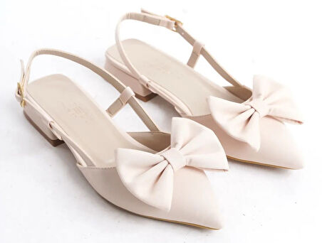 Feles Kurdela Detaylı Arkası Açık Kadın Babet Ayakkabı