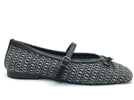 Feles Hasır Fiyonk Detaylı Kadın Babet Ayakkabı