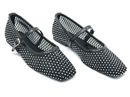 Feles Dantel Taş Detaylı Kadın Babet Ayakkabı