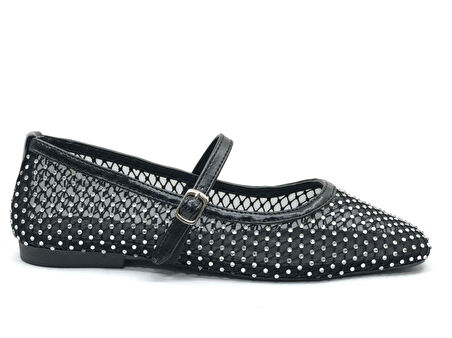 Feles Dantel Taş Detaylı Kadın Babet Ayakkabı