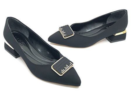 Feles Toka Detaylı Kısa Topuklu Kadın Babet Ayakkabı