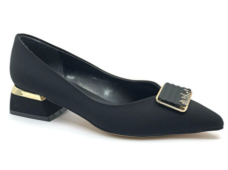 Feles Toka Detaylı Kısa Topuklu Kadın Babet Ayakkabı