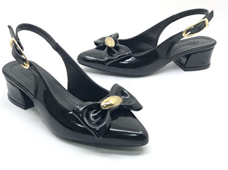 Mehtap Arkası Açık Fiyonk Detaylı Klasik Kadın Topuklu Ayakkabı