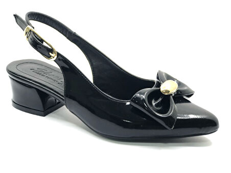 Mehtap Arkası Açık Fiyonk Detaylı Klasik Kadın Topuklu Ayakkabı