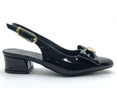 Mehtap Arkası Açık Fiyonk Detaylı Klasik Kadın Topuklu Ayakkabı