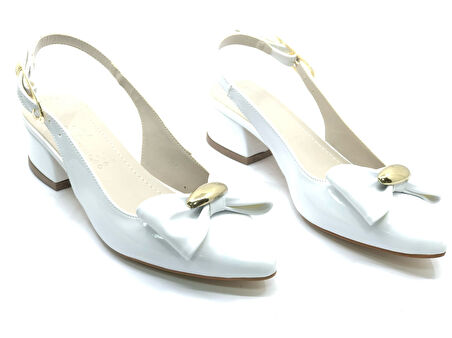 Mehtap Arkası Açık Fiyonk Detaylı Klasik Kadın Topuklu Ayakkabı