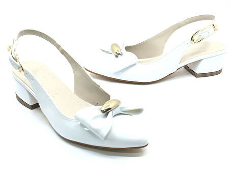 Mehtap Arkası Açık Fiyonk Detaylı Klasik Kadın Topuklu Ayakkabı