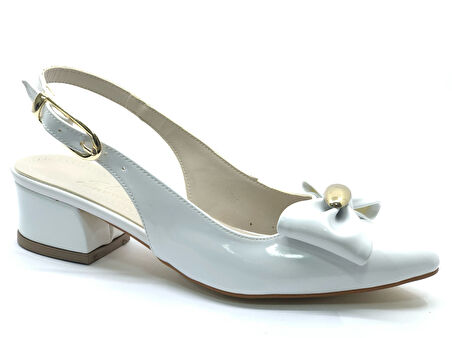 Mehtap Arkası Açık Fiyonk Detaylı Klasik Kadın Topuklu Ayakkabı