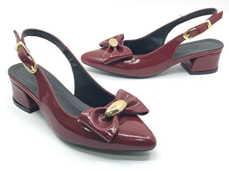 Mehtap Arkası Açık Fiyonk Detaylı Klasik Kadın Topuklu Ayakkabı