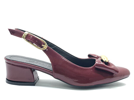 Mehtap Arkası Açık Fiyonk Detaylı Klasik Kadın Topuklu Ayakkabı