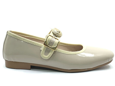 Mehtap Kemer Taş Toka Detaylı Düz Taban Kadın Babet Ayakkabı