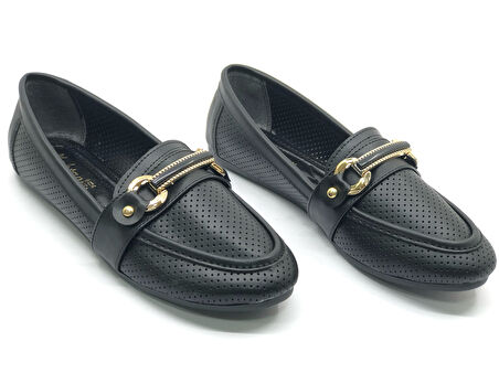 Mehtap Toka Detaylı Delikli Düz Taban Kadın Babet Ayakkabı