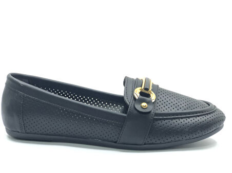 Mehtap Toka Detaylı Delikli Düz Taban Kadın Babet Ayakkabı