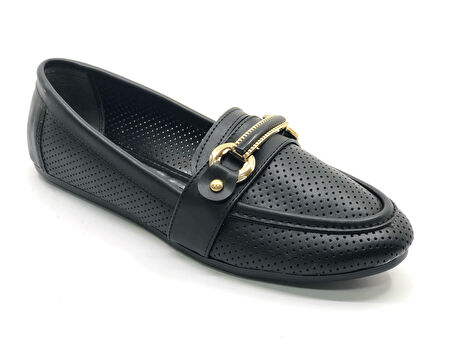 Mehtap Toka Detaylı Delikli Düz Taban Kadın Babet Ayakkabı