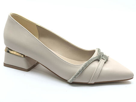 Mehtap Taş Detaylı Kısa Topuklu Kadın Babet Ayakkabı